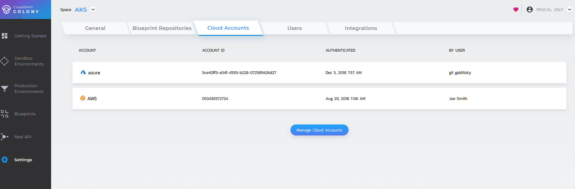 Define your cloud account using CloudShell Colony